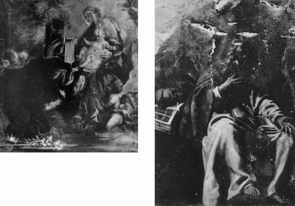 034.jpg - A la izq. Aparición de la Virgen a San Ignacio. A la derecha, santo en oración. Ambas obras del Hospital de Santa Cruz de Toledo.