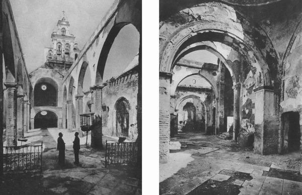 053.jpg - Dos aspectos de la Iglesia de San Sebastián de Alcalá de Guadaira (Sevilla). Construida en el siglo XVIII. Así quedó tras ser destruida e incendiada.